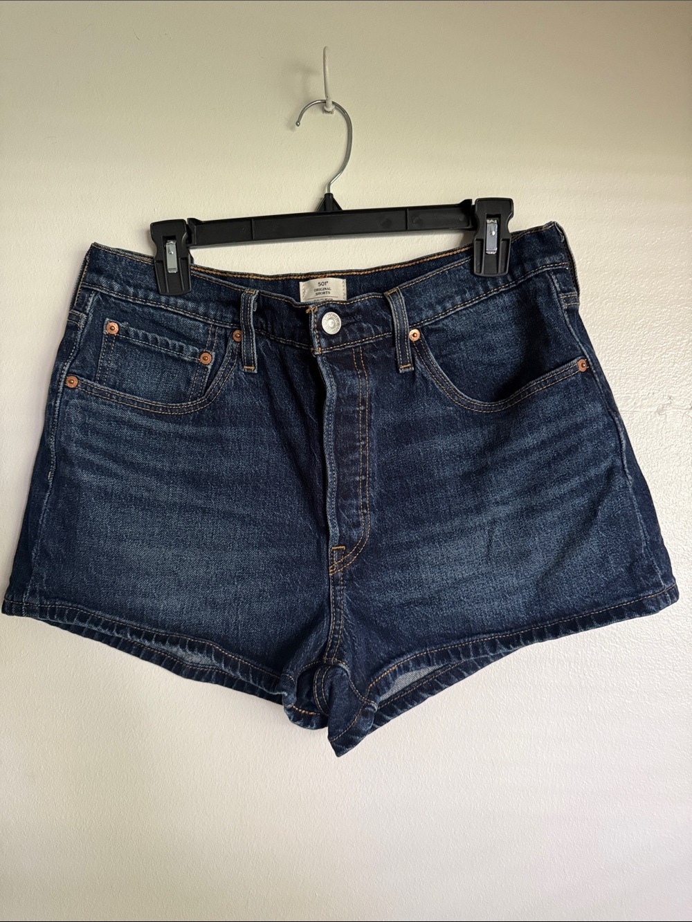 Levi's Dark Blue High-Rise Denim Shorts
